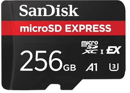 SanDisk microSD Express, 256 GB Tarjeta Micro SD, Velocidad de Lectura/Escritura hasta 880/480 MB/s, Velocidades de Lectura hasta 4,4 Veces Superiores a Las de Nuestras Tarjetas microSD, Class 10, U3