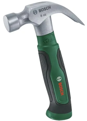 Bosch Martillo garra 225 g / 8 oz (corto, superficie impacto dura; acero resistente con carbono; garra V; empuñadura ergonómica, núcleo fibra vidrio; baja vibración)