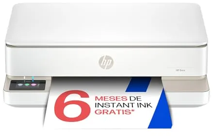 HP Envy 6120e 714L8B, Impresora multifunción de inyección de Tinta A4 a Color, Conexión Wi-Fi, Impresión a Doble Cara automática, hasta 10 ppm, 6 Meses de impresión Instant Ink, Blanca