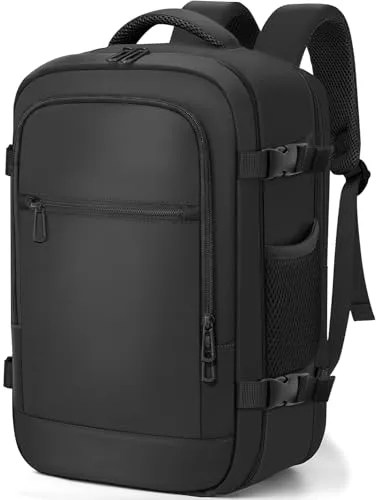 BAHIWOM Mochila Viaje Cabina 40x20x25 Ryanair, Equipaje de Mano 20L, Mochila Impermeable Antirrobo con Bolsillo Portátil 14 Pulgadas, Hombre y Mujer para Trabajo, Escuela, Viajes - Negro