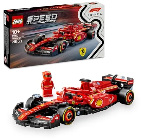 LEGO Speed Champions Coche de Carreras Ferrari SF-24 F1 de Juguete - Regalo por el Día del Padre - Maqueta de Vehículo Rojo de Fórmula 1 y Minifigura de Piloto para Coleccionar - 77242