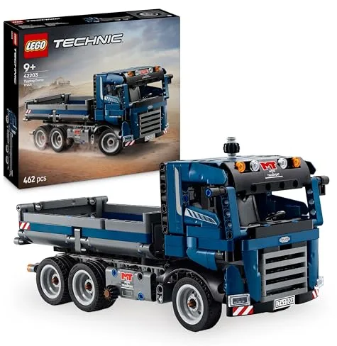 LEGO Technic Volquete Basculante, Vehículo de Obra y Construcción de Juguete, Camión Azul para Construir con Dirección y Caja Móvil, Regalo de Cumpleaños para Niños y Niñas de 9 Años o Más 42203