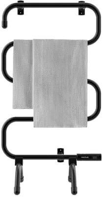 Cecotec Toallero Eléctrico -Bajo Consumo - ReadyWarm 5000 Towel Black. Seca Toallas 100W, Indicador de Luz, Sistemas de Seguridad, Protección IP24, Montaje en Suelo o Pared, Ideal para Baños