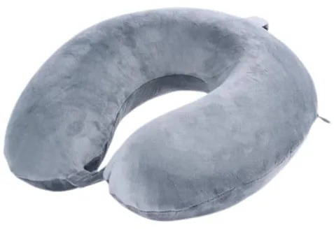 Far win - Almohada cervical de viaje, 100 % espuma viscoelástica, forma de U, reposacabezas portátil, collarín ligero, cojín de cuello para avión, coche, hogar, oficina, descanso para dormir (gris)