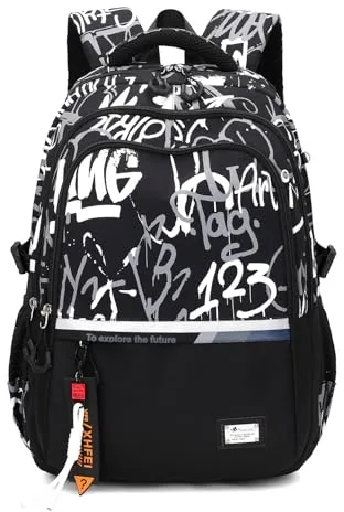 Amythe Mochilas Escolares Adolescentes - 31 Litri Mochila Colegio Niño 10-18 años, Mochila Portatil 16 Pulgadas para Chicos, Mochila Instituto Casual de Moda, Apta para Carro -Negro