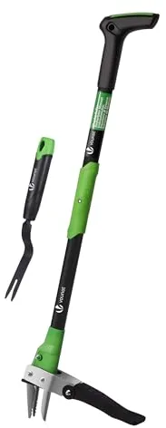 VOUNOT® Extractor de Malezas Jardín con Desmalezador Manual Herramienta Deshierbe Manual Mango Largo Garras Acero Inoxidable Pedal Resistente Removedor Malas Hierbas Desmalezado Efectivo Longitud