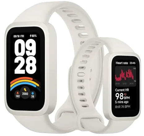 XIAOMI Smart Band 9 Active - Pulsera de Actividad, autonomía de hasta 18 días, Pantalla TFT de 1,47" con tasa de refresco de 60 Hz, 5ATM, App Mi Fitness, Blanco (Versión ES)