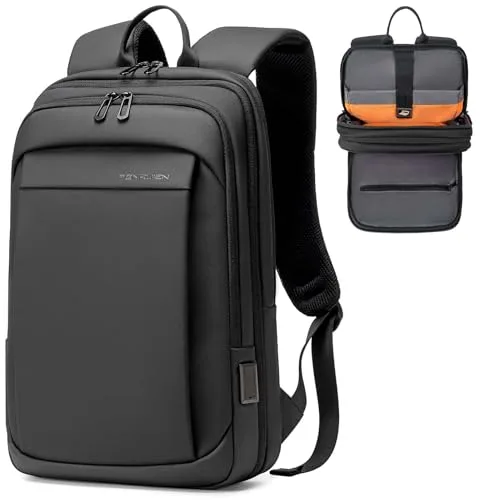 FENRUIEN Mochila delgada para laptop para hombre, color negro, Negro -, M, Mochila de negocios