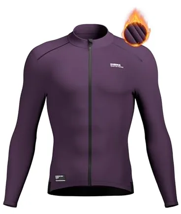 INBIKE Maillot Ciclismo Hombre Camiseta Ciclismo Manga Larga Maillot MTB con 3 Bolsillos Invierno Cálido con Forro Polar Alto Elástico Transpirable Caqui 9XL