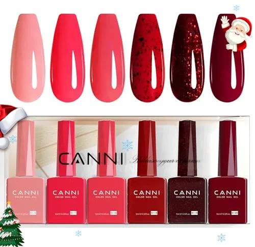 CANNI Esmaltes Semipermanentes de Uñas en Gel UV Gel Kit Gel Nail Polish Esmalte Uñas Valentín Kit Uñas Semipermanentes Pintauñas Semipermanentes Set 2335