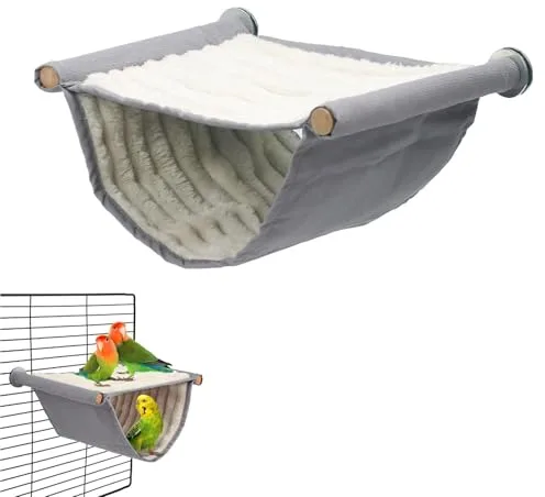 Nido Colgante para Pájaros – Hamaca de Loro con Base Rígida, Cálido Refugio de Felpa para Periquitos, Canarios, Agapornis e Inseparables – Nido Pajaro para Jaula, Colgante Interior/Exterior