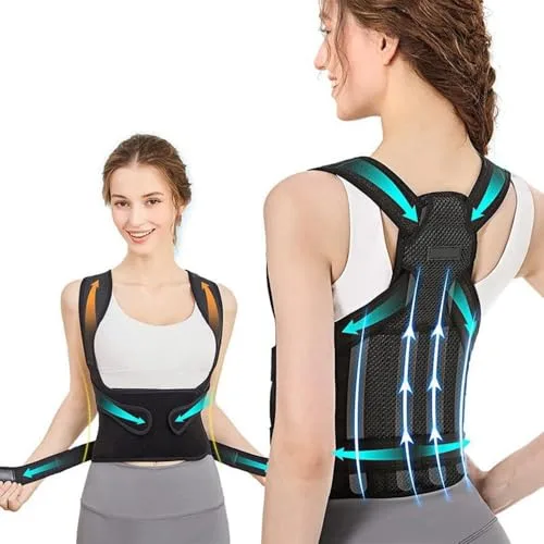 FDEETY Corrector Postural Ajustable Espalda Hombros Transpirable Soporte Lumbar Ergonómico Alivio Dolor Columna Vertebral Postura Recta