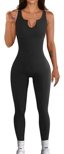 XFSRG Mono Mujer Verano Largo Acanalado sin Mangas Monos Deportivo Elegante Jumpsuit una Pieza Ajustado Peto Elástico Casual Fiesta Playa Jumpsuits