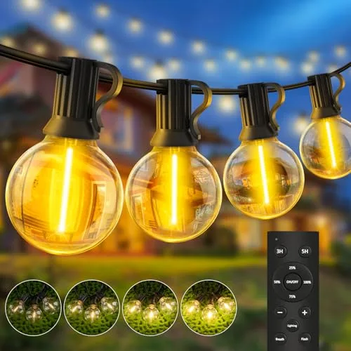 Guirnalda-Luces-Exterior-Jardín-Led 20M G40 Bombillas 65.5ft Luz Exteriores Guirnaldas Dimmable IP44 Impermeable Conectable Terraza Iluminacion Exteriors Lampadas para Navidad Fiesta Pergolas