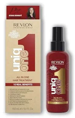 REVLON PROFESSIONAL UniqOne All in One Protector Térmico Pelo, Hidratación Profunda Cabello, Tratamiento en Spray sin Aclarado, Desenredante Pelo Mujer, 150 ml