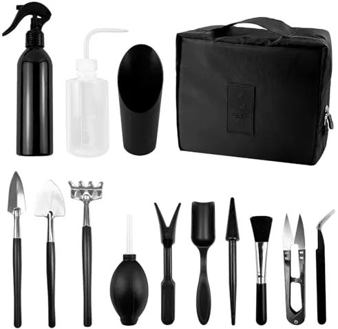 Kit Cuidado Bonsai, 13 Unidades Beginner Bonsai Kit, Kit Cuidado Bonsai, Kit Jardineria de Herramientas para Plantas con Bolsa de Almacenamiento, Mini Kit de Jardinería