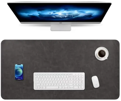 EPriakotu Alfombrilla de escritorio de cuero Pu, protector de escritorio, almohadilla de ratón con base gamuza antideslizante Tapete Escritoriode para oficina/hogar (Negro, 80x40cm)