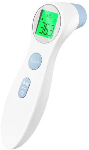 Termómetro digital para bebés, niños y adultos, sin contacto, termómetro infrarrojo con lectura precisa inmediata, alarma de fiebre (azul ligero)