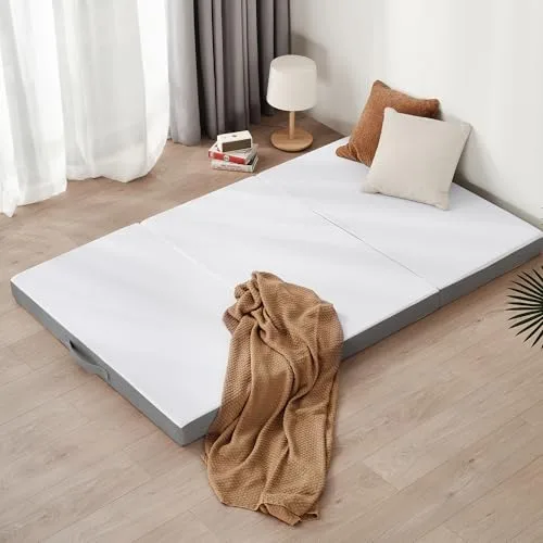 Z-hom - Colchón Plegable 140 x 195 x 10 cm, colchón de Suelo, colchón Plegable de 3 Piezas, Espuma Extra Gruesa, Esponja de Alta Densidad de una dureza H3, Oeko Tex Standard
