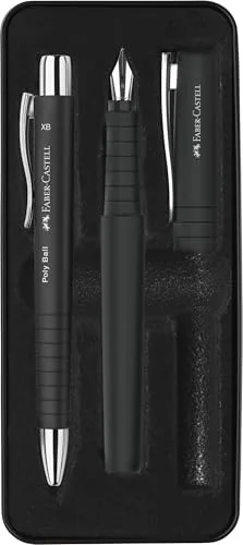Faber-Castell 241050 - Set Poly Estilografica Trazo B + Boli XB - Negro
