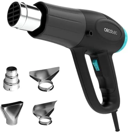 Cecotec Pistola de Calor Hell Gun 3500. 2000W, Calentamiento Ultrarrápido, 4 Cabezales, Función Manos Libres, Temperatura Ajustable 50-600 ºC, 2 Niveles de Potencia de Aire 350 L/min y 500 L/min