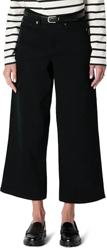 Amazon Essentials Vaqueros de Pierna Ancha, Tiro Alto y Baja Elasticidad Mujer, Negro, 46