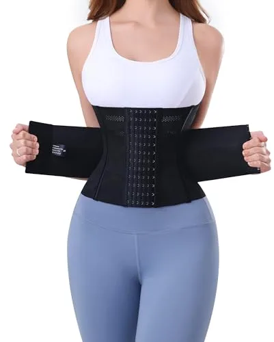 PQWEUU Fajas Reductoras Abdomen Faja Postparto Cinturilla Reductora Cintura Entrenador Cinturón Lumbar Reductor Waist Trainer para Mujer Abdomen y Hombre (Negro, L)