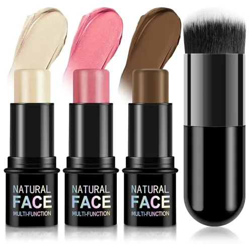 LOPHE Barra Multifuncional 3 en 1 - Rubor, Iluminador, Colorete - Ligero y Transpirable, Larga Duración, Prueba de Manchas