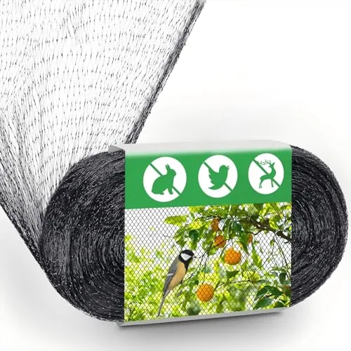 Malla Antipajaros, 6 x10m Red Antipajaros, Red Pajaros Proteccion, Red para Pajaros, Red de Jardín, Redes de Caza Pajaros, Red para Arboles Frutales, Protege Plantas, Frutas, Flores, Estanques, Negro