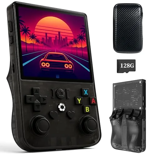 Consola Portatil Retro R36 Pro 2025 con más de 22.000 Juegos y 128 GB - Juegos de PSP, GameB, PS1, SuperNint, MegaD, NeoG, etc. +30 Emuladores -Pantalla HD IPS de 3.5' - Bateria 4000mah - Funda Regalo