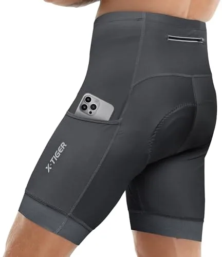X-TIGER Culotte Ciclismo Hombre con 5D Gel Acolchado MTB Ciclismo Pantalones Cortos Transpirable Secado Rápido con 3 Bolsillos