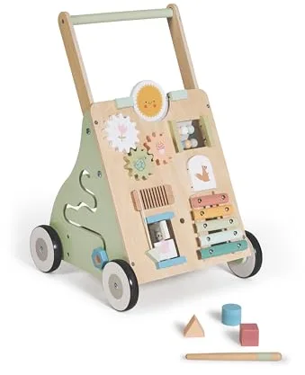 MS BabyWorld – Montessori Maxi – Andador de Madera para Bebé | Correpasillos con Juguetes y Actividades | Para Primeros Pasos | Desde +12 Meses