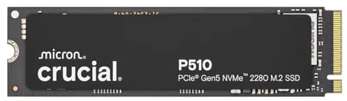 Crucial P510 SSD 1TB PCIe 5.0 x5 Gen5 NVMe M.2, Velocidades de lectura hasta 11.000 MB/s, escritura 9.500 MB/s, Ordenador Portátil y de Sobremesa, TLC NAND, Disco Duro Interno- CT1000P510SSD8-01