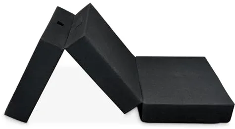 Duérmete Online - Colchón Plegable Eureka para Invitados con Cierre y Asa, Espuma de Gran Densidad y Funda en Tejido Transpirable Gris Oscuro, 90 x 190