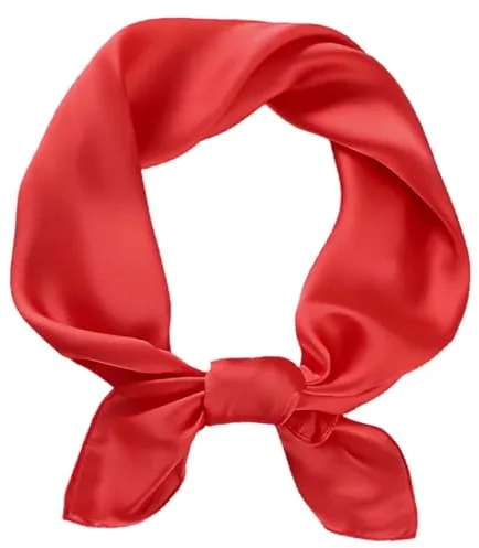 BSBUY Pañuelo Cuello Mujer, 70x70cm Pañuelo Cuadrado Sedoso para Mujer, Pañuelo de Seda Ligero, Pañuelo Rojo Cuello, Pañuelo Elegante, Regalo para Mujer