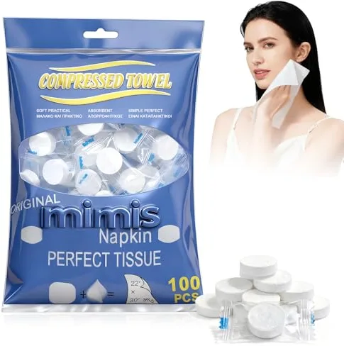 100PCS Toallitas Comprimidas ChaneeHann – Toallitas Comprimidas en Pastillas de Algodón, Suaves y Resistentes, Portátiles para Limpieza Facial y Cuidado Personal
