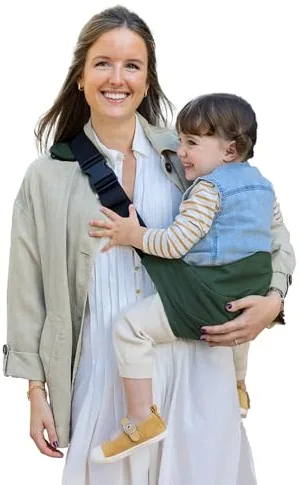 Jané Catch, Portabebé Ligero de Cadera, Portabebé Para Bebés de 9 a 48 meses, 100% Algodón, Protector de Hombro, Ajustable, Ergonómico, Antideslizante, Verde