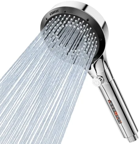 Vinabo Alcachofa de Ducha Con Filtro, Alcachofa Ducha Alta Presión Para 6 Modos, Antical FáCil De Instalar (Plata/Cromo)