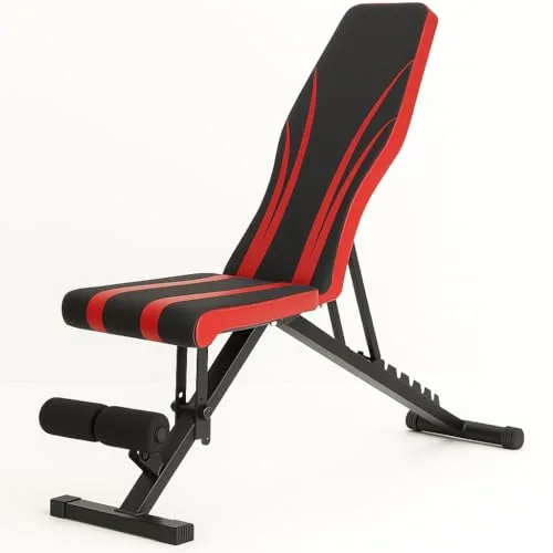 Banco de Musculación Plegable Ajustable/Banco de Pesas Multifuncional para Gimnasio en Casa/Fitness Home Gym con Respaldo Inclinable/Entrenamiento con Mancuernas y Abdominales/Resistente