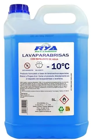 RYA Lavaparabrisas Coche Repelente de Agua, Tratamiento Antilluvia para Coche, Elimina Suciedad y Mejora Visibilidad, Sin Diluir, Limpieza de Faros y Lunetas (5L)