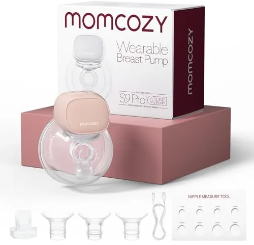 Momcozy S9 Pro Sacaleches Electricos Actualizados, Sacaleches Manos Libres con Pantalla LED, Extractor de Leche Eléctrico Portátil con 2 Modos y 9 Niveles (Pink, 1 Pack)