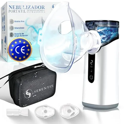 Nebulizador Portatil Ultrasónico SERENTIS® con Estuche Semirrígido – Silencioso y Recargable USB 5V – Ideal para Bebés y Adultos con Alergias, Congestión o Uso Respiratorio Diario