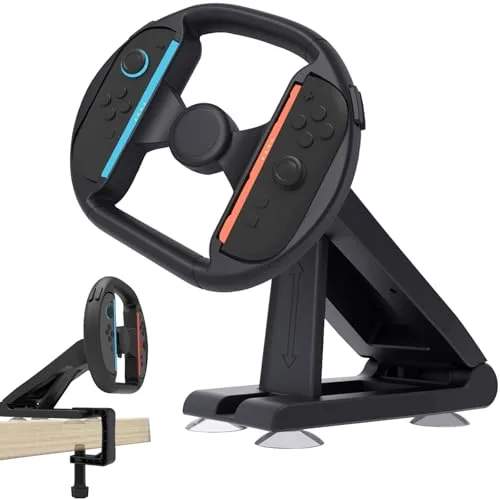 Volante controlador para Nintendo Switch 2nd Gaming Racing Wheel, accesorio de mesa con ventosa de 4 mesas y base de perno mejorada, para Jo-Con, estabilidad mejorada para juegos de carreras