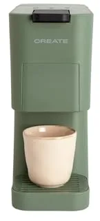 CREATE / THERA STUDIO/Cafetera multicápsula express y café molido verde sage/Panel de control táctil, 19bar, programable, 3 adaptadores intercambiables, sistema antivibración, 1450W