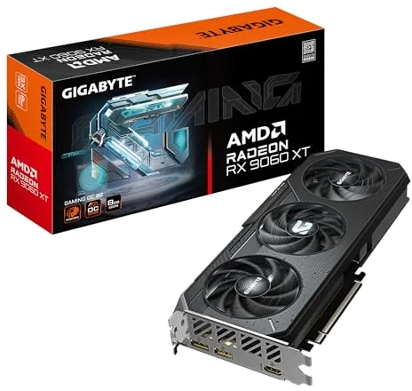 GIGABYTE Radeon RX 9060 XT Gaming OC 8G Tarjeta Gráfica - 8GB GDDR6, 128bit, PCI-E 5.0, 3320 MHz Frecuencia del núcleo, 2 x DisplayPort, 1 x HDMI, GV-R9060XTGAMING OC-8GD