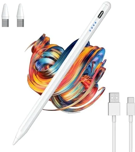 Lápiz Táctil Universal para Tablet y Móviles Compatible con iPad iPhone Samsung Xiaomi Huawei Android Stylus Punta Fina 1.45mm con Apagado Automático Magnético para Escritura Dibujo Incluye 3 Puntas