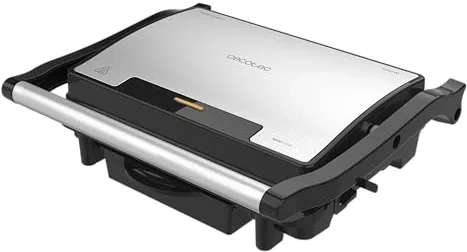 Cecotec Parrilla Eléctrica Plancha y Sandwichera Rock'nGrill Rapid. 1500W, Superficie 24,5 x 17,3cm, Revestimiento RockStone, Placa Superior Adaptable, Bandeja Recogegrasas