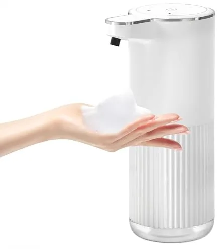 TEBOKHAD Dispensador Jabon Baño Automatico, Dispensador Jabon Automatico De 360 ml con Sensor,4 Niveles Ajustables,USB Recargable, Resistente Al Agua IPX5, para Baños, Cocinas, Escuelas y Hoteles
