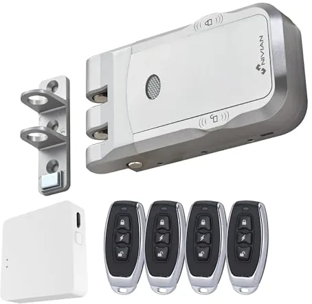 Nivian Cerrojo Invisible Inteligente NVS-SMARTBOLT – Cerradura Electrónica WiFi con App Móvil y Mandos a Distancia, Doble Motor Antivandálico, Apertura desde Interior y Exterior (Con App)