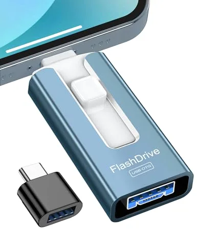 GNASEET Pendrive 256 GB de Alta Velocidad 3.0, Memoria USB Externa 4 en 1 para Phone, Móviles, Teléfonos, Computadoras y Más - Disco Duro Externo para Datos, Fotos y películas - para iOS, Android PC